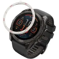 Kwmobile Beschermende Ring geschikt voor Garmin Fenix 8 47mm AMOLED Fitness Tracker - Bezel Ring voor smartwatch - Beschermring voor smartwatch in zilver / rood.