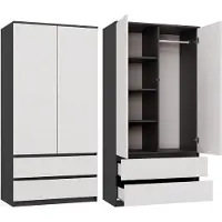 Brak Topeshop MALWA - Kledingkast - 2 deuren - TIP-ON - Antraciet/Wit