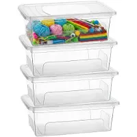 PlasticForte Opslagbox Easy met deksel - 4x - 5.1 Liter - 33 x 21 x 12 cm - transparant - kunststof