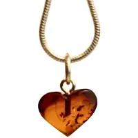 Ruben Robijn Barnsteen hart hanger mini (Amber) met 925 sterling zilveren hanger