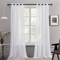 Azalia Set van 2 Moderne Transparante Gordijnen - interieurdecoratie - 2 stuks - wit - faux linnen - 140x180cm