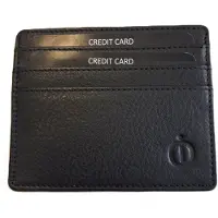 Oi zwarte leren Creditcardhouder / zeer dun dubbelzijdig pasjesmapje / platte leren pasjesouder / RFID SAFE / zwart leer / 333