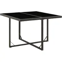 vidaXL Tuintafel 109x107x74 cm poly rattan en glas zwart