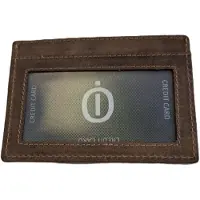 Oi Hunter bruine leren Creditcardhouder / zeer dun dubbelzijdig pasjesmapje met zichtvenster / platte leren pasjesouder / RFID SAFE / bruin leer / 373H