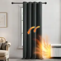 Azalia Verduisteringsgordijnen met Ringen, Donkergrijs, Gordijnen Zonwerend voor Woonkamer, Slaapkamer, Kant en Klaar, 132x183 cm (B x H), 1 stuk