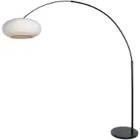 Steinhauer Booglamp 4691ZW zwart met linnen kap Ø60 cm