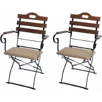 Mendler Set van 2 biertuinstoelen -J40, klapstoel tuinstoel, horecakwaliteit acacia ~ lichtbruin, bekleding zandkleurig