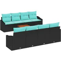 vidaXL Tuinbank Set 9 st Zwart poly rattan