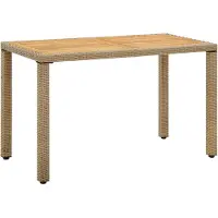 vidaXL Tuintafel 123x60x74 cm poly rattan en massief acaciahout beige