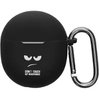 Kwmobile Hoes geschikt voor Google Pixel Buds 2A - Siliconen cover voor oordopjes in wit / zwart / zwart - Don't Touch My Headphones design