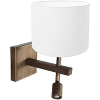 Steinhauer Wandlamp Stang 4891BR met wit linnen kap en leeslicht