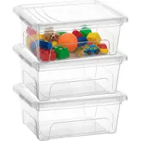 PlasticForte Opslagbox Easy met deksel - 3x - 2.6 Liter - 23 x 19 x 10 cm - transparant - kunststof
