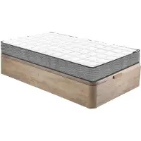 Vente-unique Set 90 x 190 cm bedbodem met opbergruimte, licht houteffect + matras met pocketveren, dikte 19 cm - KIJAL van YSMÉE