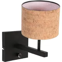 Steinhauer Zwarte wandlamp Stang met kurk kapje Ø20cm