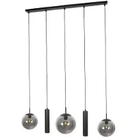 Steinhauer Zwarte hanglamp Bollique 4847ZW, 5-lichts voor eettafel