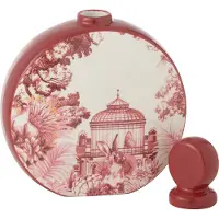 J-Line decoratie Veldfles Moriko - porselein - rood/wit