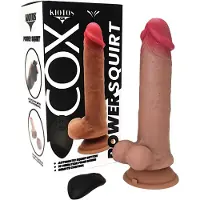 Kiotos Cox Power - vibrerend schietend dildo met afstandsbediening (naturel)