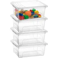 PlasticForte Opslagbox Easy met deksel - 4x - 2.6 Liter - 23 x 19 x 10 cm - transparant - kunststof