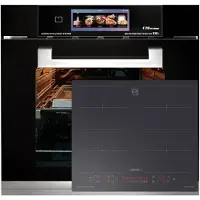 Kaiser Inbouwoven - - EH 6344 N - Inbouwoven 60 cm - Zwart glas- 79 l - Air fryer- TFT - automatische braadfunctie +Anti-Scratch / mat KCT 6110 FI inductiekookplaat met 5 QuickHeat inductiezones