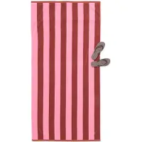 HEMA Strandlaken 90x180cm Velours Strepen (bruin)