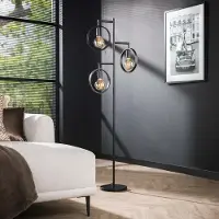 Lyora 3-ringen vloerlamp Ring zwart - E27
