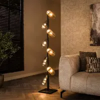 Lyora Vloerlamp Cylinder met smoke en amber glas