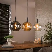 Lyora Glazen hanglamp Sfera 3x Ø 30cm - gekleurd glas