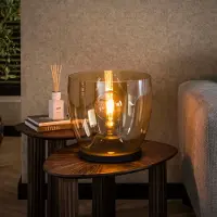 Lyora Vloerlamp amber glas UP Ø 33cm - 32cm hoog