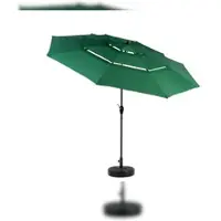 OKWISH Parasol Dubbelzijdig – Tuin Patio Zwembad – Kantelbaar Met Zwengel – 14,8 Ft – Staal – Donkergroen