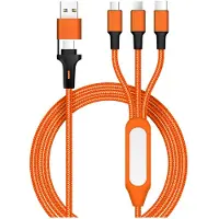 INF 5-in-1 LED Nachtlamp Gevlochten Oplaadkabel - USB/OTG/Type-C/iOS/Android Compatibel Orange