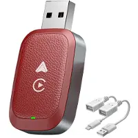 Zandona Wireless 2-In-1 Autoadapter Draadloze Carplay Autonavigatie Android AUTO Interconnectie Conversie Box Rood