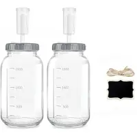 Semoic Glazen Fermentatieset met Afgesloten Potten van 1,9 Liter, Plastic Deksels, Watersloten, Siliconen Ringen, Rubberen Ringen en 2 Glazen Gewichten