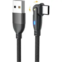 INF 2-Pack USB naar Type-C 180 Roterende Oplaadkabel - Snel Opladen & Dataoverdracht Black 2 m