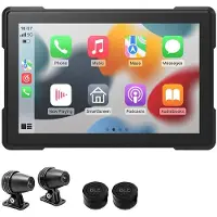 Zandona Motorfiets Draadloos Carplay Waterdicht 1080P 5 Inch WiFi Draadloos Android-Auto DVR Dash Cam Bandenspanningsdetectie PND