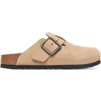 Birkenstock Heren Leren Boston Wire Buckle sandalen (Smalle Pasvorm) zand (43), Beige, Plat, Nubuck, Gesp, Casual 1031573