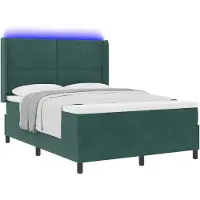 vidaXL Boxspringbed met LED-verlichting, donkergroen, 160 x 200 cm, fluweel