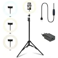 TIM. TIM Ringlamp - Laptop Standaard - Fietszadel - Zwart - 26cm x 26cm x 186cm