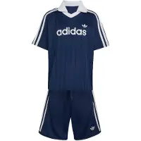 Adidas Originals Set 'LOOSE POLO PINSTRIPE SHORT TEE' navy / wit