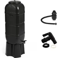 TIM. TIM Waterton - Regenton - Watertank - 100 Liter met Voet - Vulsysteem en Waterkraan - Zwart - 36cm x 36cm x 95cm