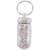 Tlily 1 Stuks Bling Geneeskunde Pil Fles Capsule Opbergdoos Draagbare Steentjes Crystal Travel Case Buizen (Kleurrijke)
