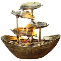 Tlily Ontspanning Indoor Waterval Fontein Tafelblad Fontein LED Licht voor Thuiskantoor Kamer Desktop Decoratie A
