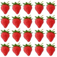 Tlily 20 Stuks Kunstmatige Aardbei Nep Fruit Aardbeien Fotografie Prop Thuis Keukenkast Party Ornament, Small