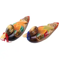 Tlily Leuke Chinese Houten Mandarijneend en Eend Decoraties Interieur Slaapkamer Kamer Decoratie, 2 Stuks