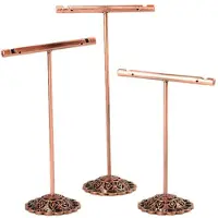 Tlily Draagbare Oorbellen Sieraden Displayrek Metalen Stud Ketting Organisator Ornament T-Bar Hanger Showcase Houder Standaard Brons