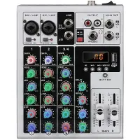 Typecat 4-Kanaals Audiomixer, Draagbare DJ, Karaoke-Mixconsole, XLR, , 48V, Fantoomvoeding voor Pc, MP3-Opname, EU-Stekker