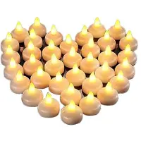 Tlily 48 Vlamloze Waterkaarsen, Elektronische Drijvende Waterkaarsen, Huwelijksfeest Zwembaddinerkaarsen (Geel Licht)