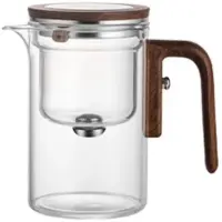 Tlily Waterafscheiding Binnencontainer Theepot Eén Klik Magnetische Schakelaar Theeafscheiding Filtratie Glazen Theepot Houten HandvatThee