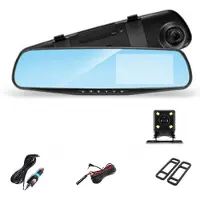 Tlily 4.3 Inch Auto DVR Achteruitkijkspiegel Rijden Video Recorder Dual Lens Dash Camera 1080P IPS Voor- en Achteruitrijcamera Dash Cam