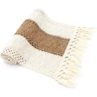 Typecat Macramé tafelloper 71 inch lang voor woondecoratie Boho crème & bruin ver