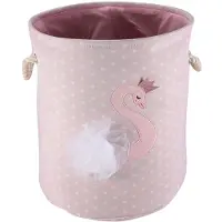 Tlily Vuile Wasmand Roze Zwaan Organisatormand Trekkoord Opbergmanden voor Speelgoedboeken D35XH40Cm Zwaanpatroon